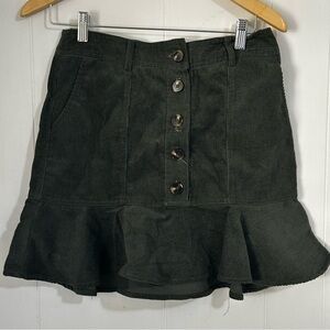 Very J Green Mini Trumpet Skirt with Ruffled Detail